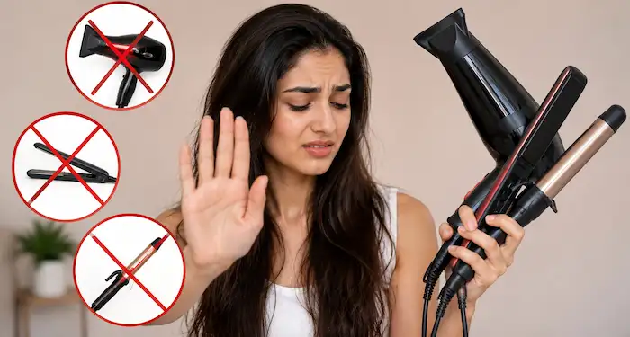 Monsoon hair care tips with no heat styling to reduce hair fall naturally using rice water.