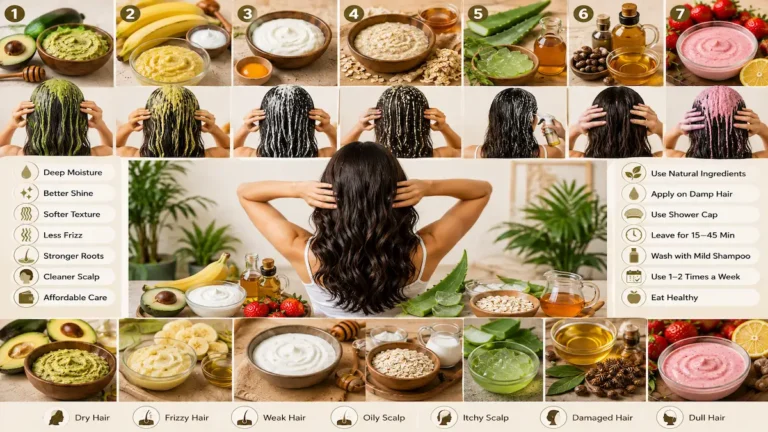 7 DIY hair masks with avocado, banana, yogurt, aloe vera, oils, and strawberries for dry, frizzy, oily, weak, and damaged hair at home