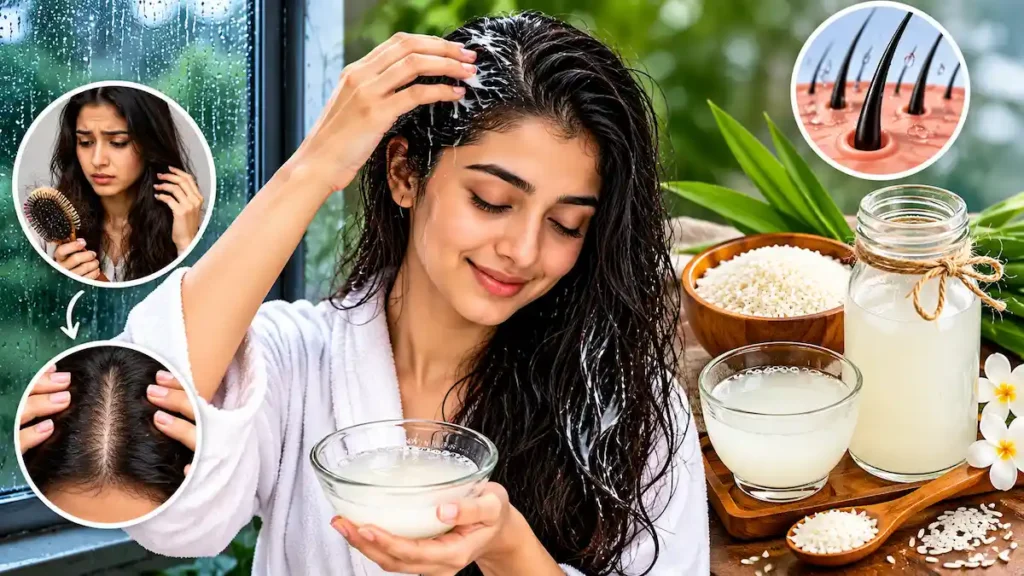 Monsoon Hair Care Tips to Reduce Hair Fall Naturally with Rice Water