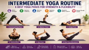 Intermediate Yoga Routine: 6 Best Poses for Strength and Flexibility Intermediate yoga routine featuring six yoga poses for strength, flexibility, balance, and full-body fitness.