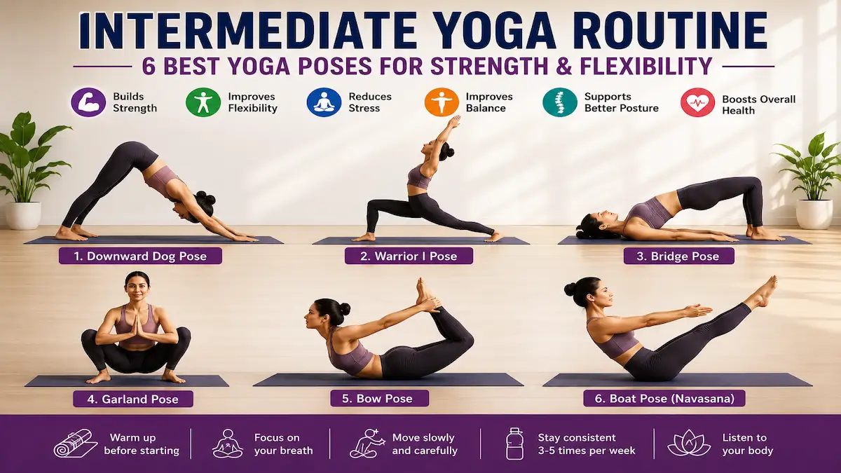 Moderate Yoga Routine Intermediate Yoga Routine: 6 Best Poses for Strength and Flexibility
