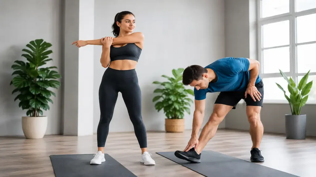 Stretching Benefits standing full body stretching exercise for flexibility and muscle pain relief