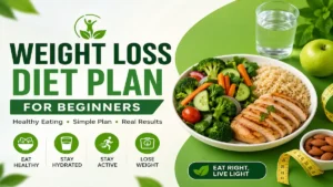 Weight Loss Diet Plan for Beginners: Easy 7-Day Indian Meal Plan Weight Loss Diet Plan with healthy foods, fresh fruits, vegetables, and a balanced meal for safe weight loss.
