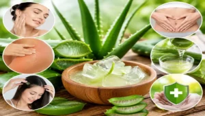 Aloe Vera Benefits for skin, hair, digestion and overall health with fresh aloe vera gel