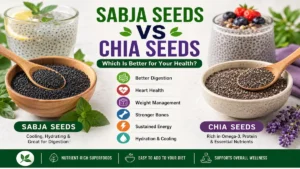 Sabja Seeds vs Chia Seeds: Benefits, Nutrition & Differences Sabja Seeds vs Chia Seeds comparison showing nutrition, health benefits, and key differences.
