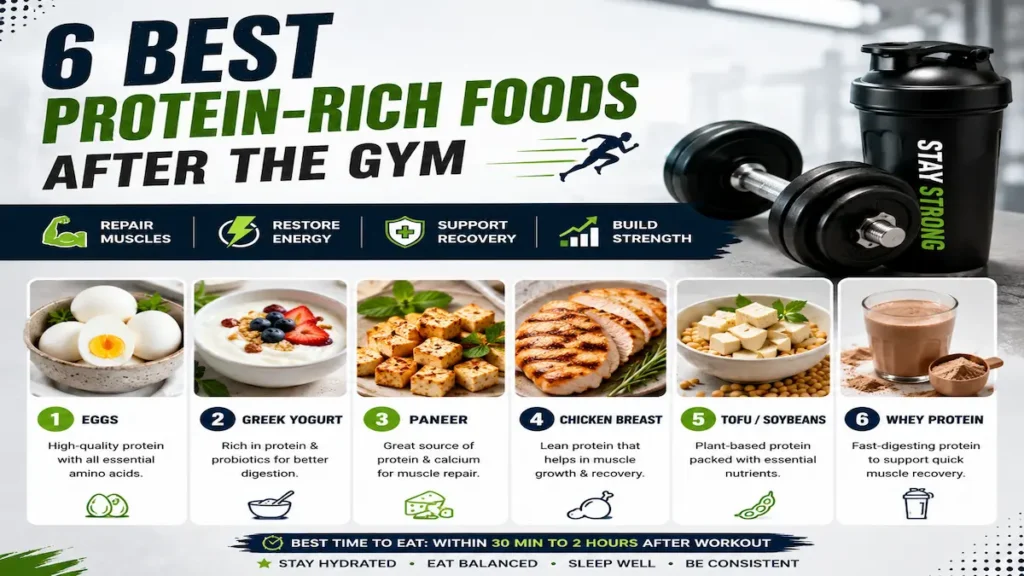 6 Best Protein-Rich Foods After the Gym Protein-Rich Foods to eat after the gym for faster muscle recovery and growth