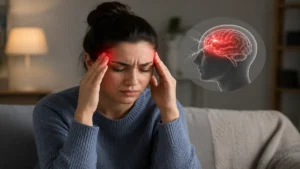 Stress Migraine Causes Symptoms and Relief Guide Stress migraine causing severe head pain with common symptoms and relief