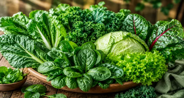 Psoriasis Diet: Best Foods for Healthy Skin Fresh green leafy vegetables for a healthy psoriasis diet