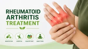 Rheumatoid Arthritis Treatment 10 Easy Ways to Reduce Joint Pain Rheumatoid arthritis treatment showing joint pain, swelling, healthy diet, exercise, medication, and daily care tips.